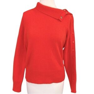 MOTH by ANTHROPOLOGIE Orange Wool Blend Side Snap Turtleneck Sweater Fall Large